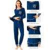imageWiWi Bamboo Viscose Pajamas Set for Women Long Sleeve Sleepwear Soft Loungewear Pjs Jogger Pants Lounge Sets SXXLAink Blue