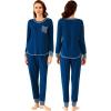 imageWiWi Bamboo Viscose Pajamas Set for Women Long Sleeve Sleepwear Soft Loungewear Pjs Jogger Pants Lounge Sets SXXLAink Blue