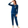 imageWiWi Bamboo Viscose Pajamas Set for Women Long Sleeve Sleepwear Soft Loungewear Pjs Jogger Pants Lounge Sets SXXLAink Blue