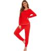 imageWiWi Bamboo Viscose Pajamas Set for Women Long Sleeve Sleepwear Soft Loungewear Pjs Jogger Pants Lounge Sets SXXLAred