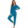 imageWiWi Bamboo Viscose Pajamas Set for Women Long Sleeve Sleepwear Soft Loungewear Pjs Jogger Pants Lounge Sets SXXLAteal Blue