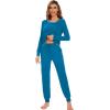 imageWiWi Bamboo Viscose Pajamas Set for Women Long Sleeve Sleepwear Soft Loungewear Pjs Jogger Pants Lounge Sets SXXLAteal Blue