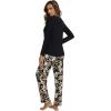 imageWiWi Long Sleeve Womens Pajamas Set with Pocket Viscose from Bamboo Lounge Sets Soft Printed Pajama Sleepwear SXXLBlackblack Floral