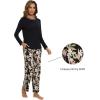 imageWiWi Long Sleeve Womens Pajamas Set with Pocket Viscose from Bamboo Lounge Sets Soft Printed Pajama Sleepwear SXXLBlackblack Floral