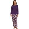 imageWiWi Long Sleeve Womens Pajamas Set with Pocket Viscose from Bamboo Lounge Sets Soft Printed Pajama Sleepwear SXXLDark Purpledark Purple Floral