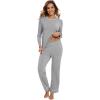 imageWiWi Long Sleeve Womens Pajamas Set with Pocket Viscose from Bamboo Lounge Sets Soft Printed Pajama Sleepwear SXXLHeather Grey