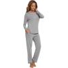 imageWiWi Long Sleeve Womens Pajamas Set with Pocket Viscose from Bamboo Lounge Sets Soft Printed Pajama Sleepwear SXXLHeather Grey