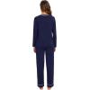 imageWiWi Long Sleeve Womens Pajamas Set with Pocket Viscose from Bamboo Lounge Sets Soft Printed Pajama Sleepwear SXXLNavy