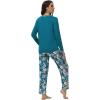 imageWiWi Long Sleeve Womens Pajamas Set with Pocket Viscose from Bamboo Lounge Sets Soft Printed Pajama Sleepwear SXXLTeal Blueteal Blue Floral