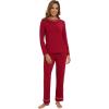 imageWiWi Long Sleeve Womens Pajamas Set with Pocket Viscose from Bamboo Lounge Sets Soft Printed Pajama Sleepwear SXXLWine Red
