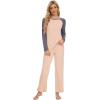 imageWiWi Viscose from Bamboo Womens Long Sleeve Pajama Set Raglan Sleeve Top and Pants Set Lightweight Sleepwear SXXLBeigeDark Grey