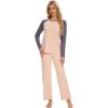 imageWiWi Viscose from Bamboo Womens Long Sleeve Pajama Set Raglan Sleeve Top and Pants Set Lightweight Sleepwear SXXLBeigeDark Grey