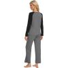 imageWiWi Viscose from Bamboo Womens Long Sleeve Pajama Set Raglan Sleeve Top and Pants Set Lightweight Sleepwear SXXLDark Heather GreyBlack