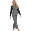 imageWiWi Viscose from Bamboo Womens Long Sleeve Pajama Set Raglan Sleeve Top and Pants Set Lightweight Sleepwear SXXLDark Heather GreyBlack