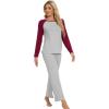imageWiWi Viscose from Bamboo Womens Long Sleeve Pajama Set Raglan Sleeve Top and Pants Set Lightweight Sleepwear SXXLLight Heather GreyWine