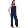 imageWiWi Viscose from Bamboo Womens Long Sleeve Pajama Set Raglan Sleeve Top and Pants Set Lightweight Sleepwear SXXLNavyLight Heather Grey