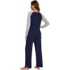 imageWiWi Viscose from Bamboo Womens Long Sleeve Pajama Set Raglan Sleeve Top and Pants Set Lightweight Sleepwear SXXLNavyLight Heather Grey
