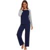 imageWiWi Viscose from Bamboo Womens Long Sleeve Pajama Set Raglan Sleeve Top and Pants Set Lightweight Sleepwear SXXLNavyLight Heather Grey