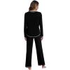 imageWiWi Womens Pajama Set Crew Neck Soft LongSleeve Top and Bottom Sleepwear with Pocket Viscose from Bamboo SXXLBlack