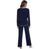 imageWiWi Womens Pajama Set Crew Neck Soft LongSleeve Top and Bottom Sleepwear with Pocket Viscose from Bamboo SXXLNavy
