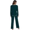 imageWiWi Womens Pajama Set Crew Neck Soft LongSleeve Top and Bottom Sleepwear with Pocket Viscose from Bamboo SXXLPeacock Green
