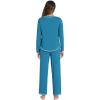 imageWiWi Womens Pajama Set Crew Neck Soft LongSleeve Top and Bottom Sleepwear with Pocket Viscose from Bamboo SXXLTeal Blue