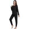imageWiWi Womens Pajama Set Long Sleeve Shirt and Jogger Bottom Viscose from Bamboo Pajamas Sleepwear Nightwear SXXLBlack