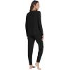 imageWiWi Womens Pajama Set Long Sleeve Shirt and Jogger Bottom Viscose from Bamboo Pajamas Sleepwear Nightwear SXXLBlack
