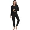imageWiWi Womens Pajama Set Long Sleeve Shirt and Jogger Bottom Viscose from Bamboo Pajamas Sleepwear Nightwear SXXLBlack