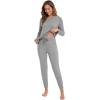 imageWiWi Womens Pajama Set Long Sleeve Shirt and Jogger Bottom Viscose from Bamboo Pajamas Sleepwear Nightwear SXXLHeather Grey