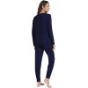 imageWiWi Womens Pajama Set Long Sleeve Shirt and Jogger Bottom Viscose from Bamboo Pajamas Sleepwear Nightwear SXXLNavy