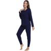 imageWiWi Womens Pajama Set Long Sleeve Shirt and Jogger Bottom Viscose from Bamboo Pajamas Sleepwear Nightwear SXXLNavy