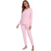 imageWiWi Womens Pajama Set Long Sleeve Shirt and Jogger Bottom Viscose from Bamboo Pajamas Sleepwear Nightwear SXXLPink