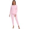 imageWiWi Womens Pajama Set Long Sleeve Shirt and Jogger Bottom Viscose from Bamboo Pajamas Sleepwear Nightwear SXXLPink