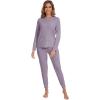 imageWiWi Womens Pajama Set Long Sleeve Shirt and Jogger Bottom Viscose from Bamboo Pajamas Sleepwear Nightwear SXXLViolet