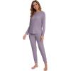 imageWiWi Womens Pajama Set Long Sleeve Shirt and Jogger Bottom Viscose from Bamboo Pajamas Sleepwear Nightwear SXXLViolet