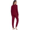 imageWiWi Womens Pajama Set Long Sleeve Shirt and Jogger Bottom Viscose from Bamboo Pajamas Sleepwear Nightwear SXXLWine