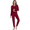 imageWiWi Womens Pajama Set Long Sleeve Shirt and Jogger Bottom Viscose from Bamboo Pajamas Sleepwear Nightwear SXXLWine