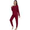 imageWiWi Womens Pajama Set Long Sleeve Shirt and Jogger Bottom Viscose from Bamboo Pajamas Sleepwear Nightwear SXXLWine