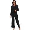 imageWiWi Womens Pajamas Set Viscose from Bamboo Long Raglan Sleeve Pajama Sets Pjs Soft Sleepwear SXXLBlack
