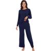 imageWiWi Womens Pajamas Set Viscose from Bamboo Long Raglan Sleeve Pajama Sets Pjs Soft Sleepwear SXXLNavy