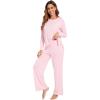 imageWiWi Womens Pajamas Set Viscose from Bamboo Long Raglan Sleeve Pajama Sets Pjs Soft Sleepwear SXXLPink
