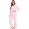 imageWiWi Womens Pajamas Set Viscose from Bamboo Long Raglan Sleeve Pajama Sets Pjs Soft Sleepwear SXXLPink