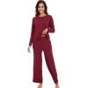 imageWiWi Womens Pajamas Set Viscose from Bamboo Long Raglan Sleeve Pajama Sets Pjs Soft Sleepwear SXXLWine