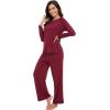 imageWiWi Womens Pajamas Set Viscose from Bamboo Long Raglan Sleeve Pajama Sets Pjs Soft Sleepwear SXXLWine