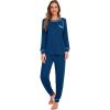 imageWiWi Bamboo Viscose Pajamas Set for Women Long Sleeve Sleepwear Soft Loungewear Pjs Jogger Pants Lounge Sets SXXLBink Blue