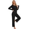 imageWiWi Viscose from Bamboo Womens Long Sleeve Pajama Set Raglan Sleeve Top and Pants Set Lightweight Sleepwear SXXLBlack
