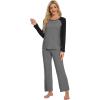 imageWiWi Viscose from Bamboo Womens Long Sleeve Pajama Set Raglan Sleeve Top and Pants Set Lightweight Sleepwear SXXLDark Heather GreyBlack