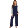 imageWiWi Viscose from Bamboo Womens Long Sleeve Pajama Set Raglan Sleeve Top and Pants Set Lightweight Sleepwear SXXLNavyLight Heather Grey
