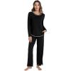 imageWiWi Womens Pajama Set Crew Neck Soft LongSleeve Top and Bottom Sleepwear with Pocket Viscose from Bamboo SXXLBlack